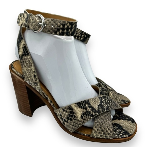 Marc Fisher Lorla Ankle Strap Block Heel Sandals, Snakeskin Embossed, Size 8.5M - Picture 2 of 13